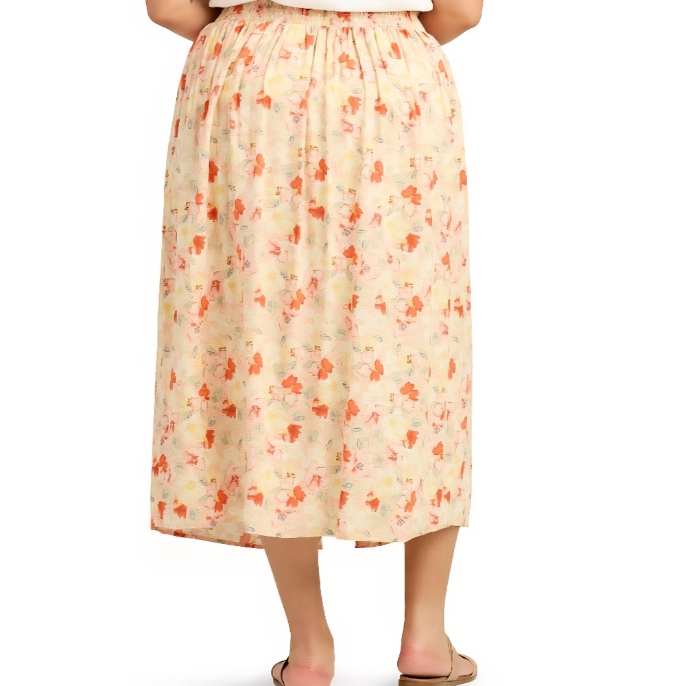 AB Studio Floral Boho Midi Skirt | 0X And 2X - Picture 3 of 5